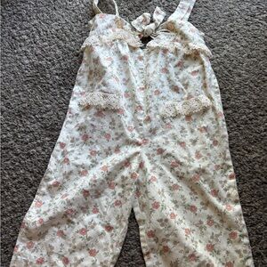 *5 for $10* Floral Lace Trim Jumpsuit